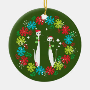 Retro Mid Centres Modern Coola Katt julkrans Julgransprydnad Keramik