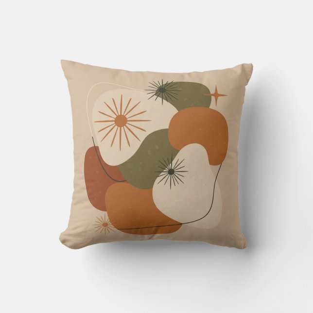 Retro Mid-Century Abstrakt Kuddöverdrag Kudde (Framsida)