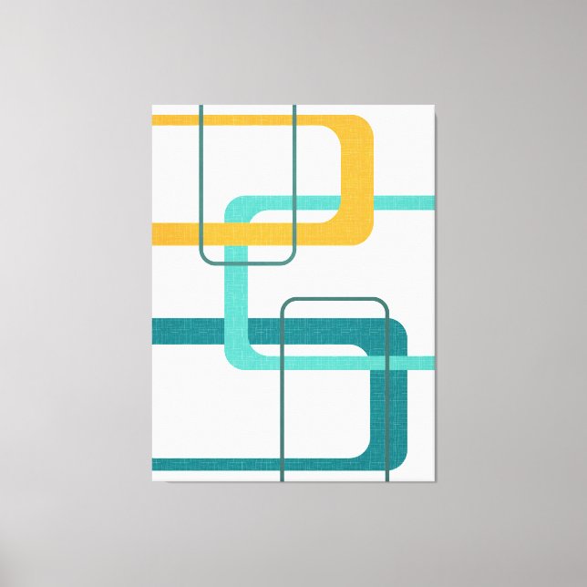 Retro Mid Century Atomic Age 23 Teal, Orange Canvastryck (Framsida)