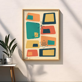 Retro Mid Century Atomic Era Abstrakt Art Poster