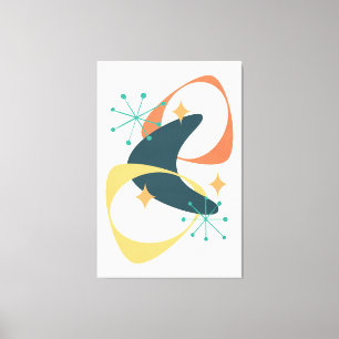 Retro Mid Century Atomic Space Age 20 Charcol Canvastryck