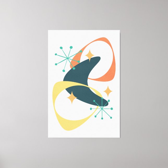 Retro Mid Century Atomic Space Age 20 Kol Canvastryck (Framsida)