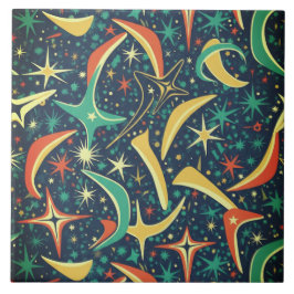 Retro Mid-Century Atomic Starburst All-Over Patter Kakelplatta