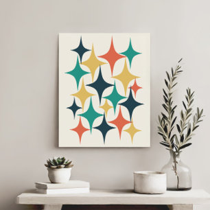 Retro Mid Century Atomic Starburst Star Canvastryck