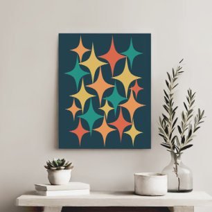 Retro Mid Century Atomic Starburst Star Canvastryck