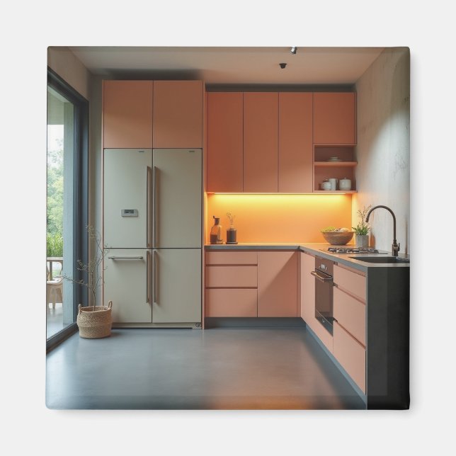 Retro Mid Century Colorful Square Magnet (Framsidan)