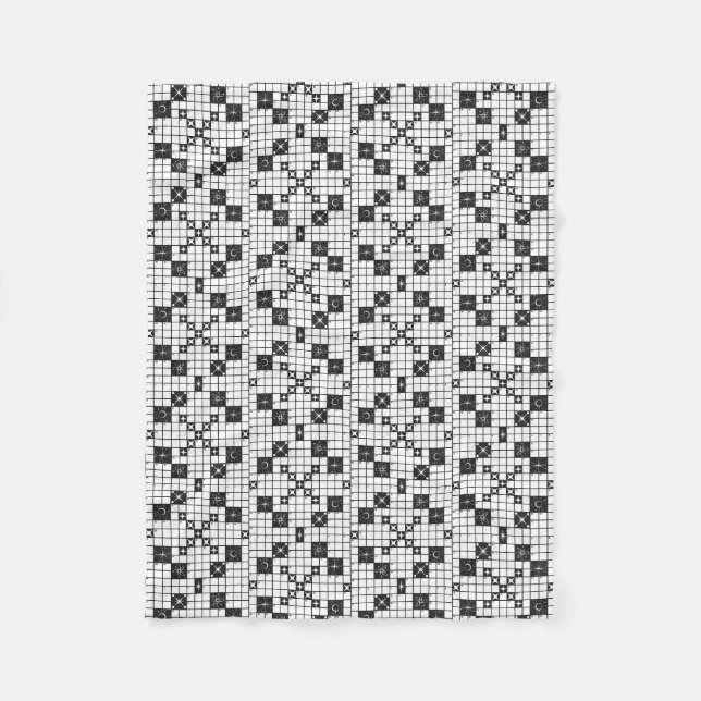 Retro Mid Century Crossword Puzzle Fleecefilt (Framsidan)