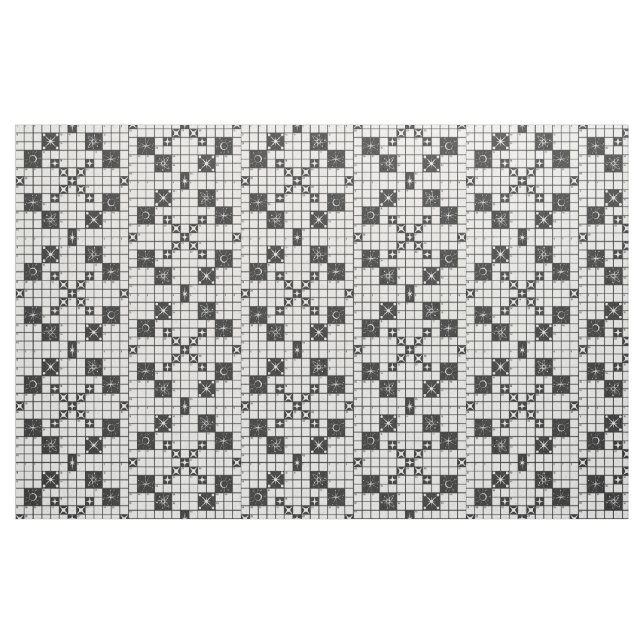 Retro Mid Century Crossword Puzzle Tyg (Fat Quarter)