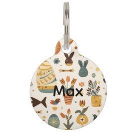 Retro Mid‑Century Easter Pet Tag | Atomic Bunny Djurbricka