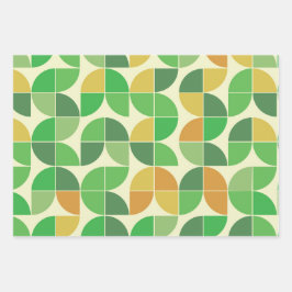 Retro Mid Century Geometric Blommigt Grönt