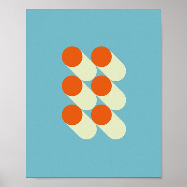 Retro Mid Century Geometric Dots  Poster (Framsidan)
