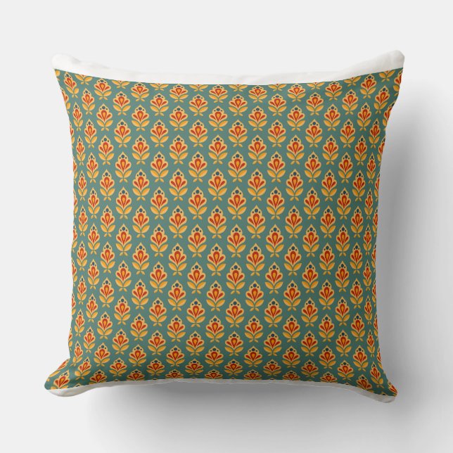 Retro Mid-Century Geometric Print 1970-talet - mön Kudde (Framsida)