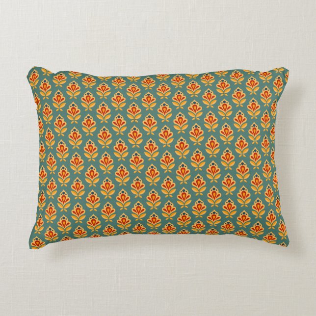 Retro Mid-Century Geometric Print 1970-talet - mön Prydnadskudde (Framsidan)