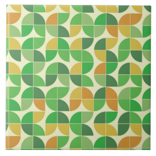 Retro Mid Century Geometrisk Grön Orange  Kakelplatta