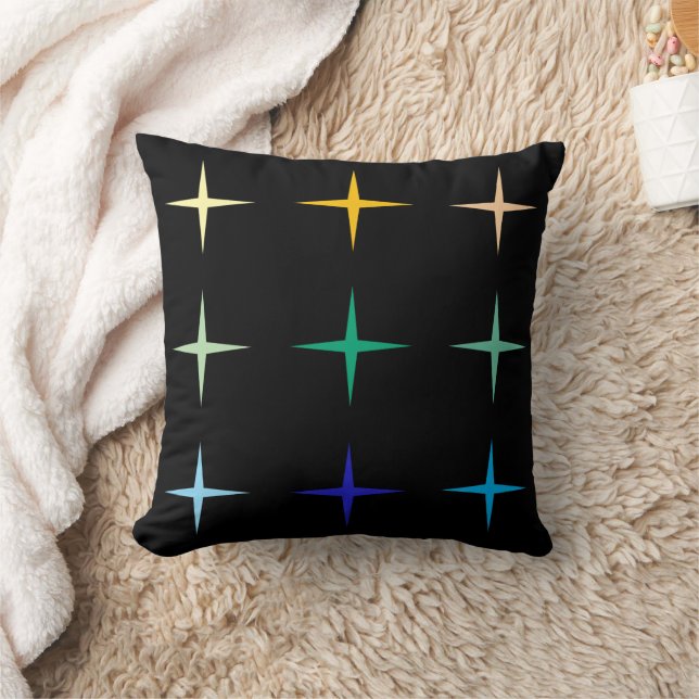 Retro Mid Century Geometriska Stjärnor Art Design Kudde (Filt)