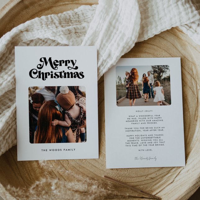 Retro Mid Century God jul 2 Photo Julkort (Skapare uppladdad)