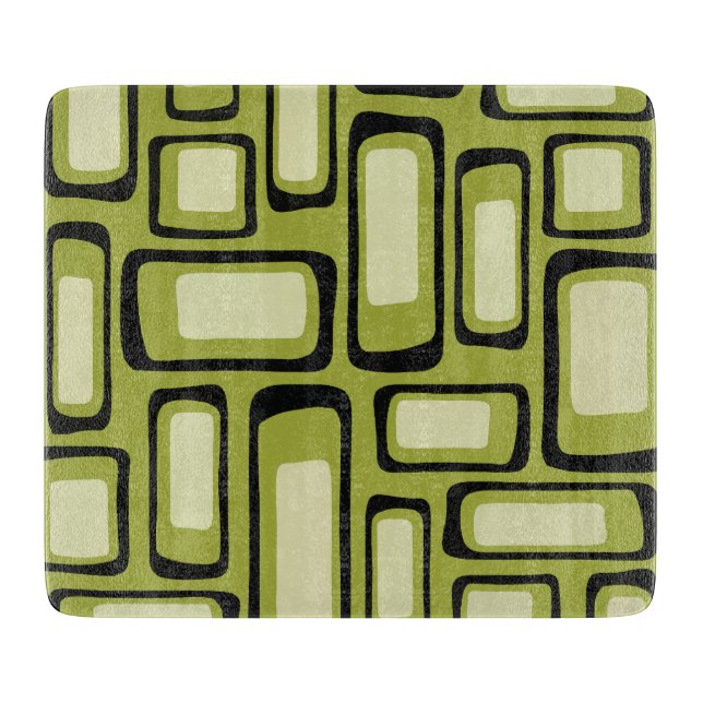 Retro Mid-Century Grön Avrundad Rektangel Grid  (Framsidan)