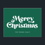 Retro Mid Century Grönt God jul Helg Vykort<br><div class="desc">God jul vykort: en klassisk återdesign,  med en modern typografi i mitten av århundradet och en klassisk grönt.</div>