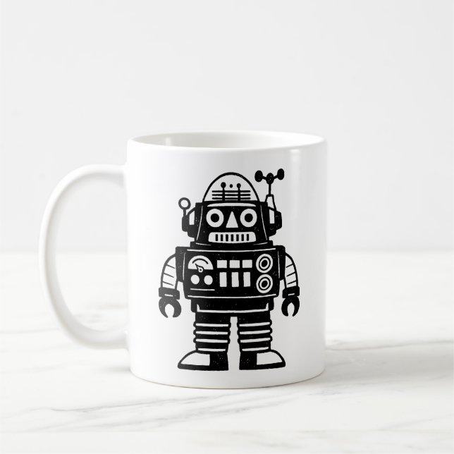 Retro Mid Century Inspirerad Robot Kaffemugg (Vänster)