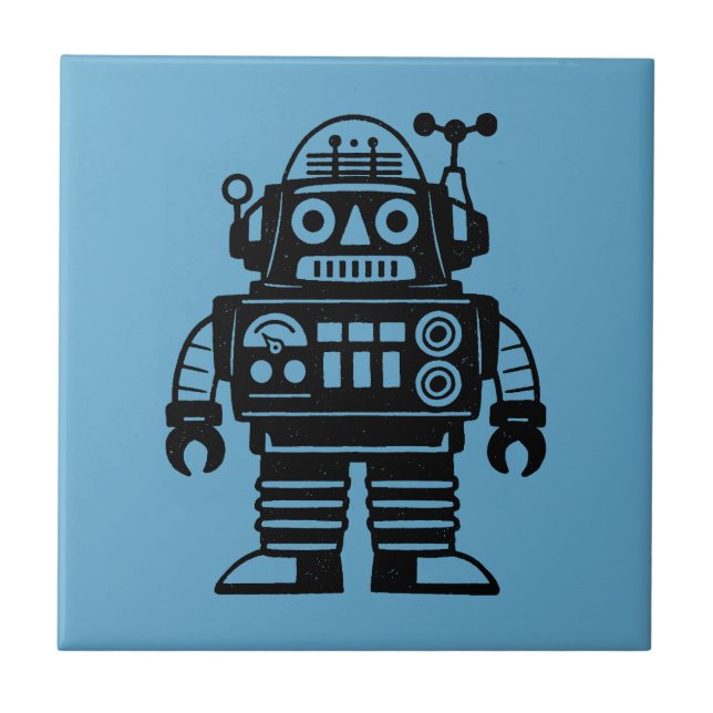 Retro Mid Century Inspirerad Robot Kakelplatta (Framsidan)