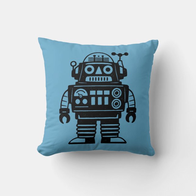 Retro Mid Century Inspirerad Robot Kudde (Framsida)