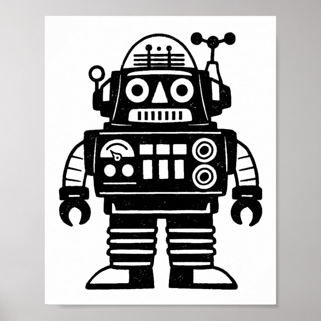Retro Mid Century Inspirerad Robot Poster (Framsidan)