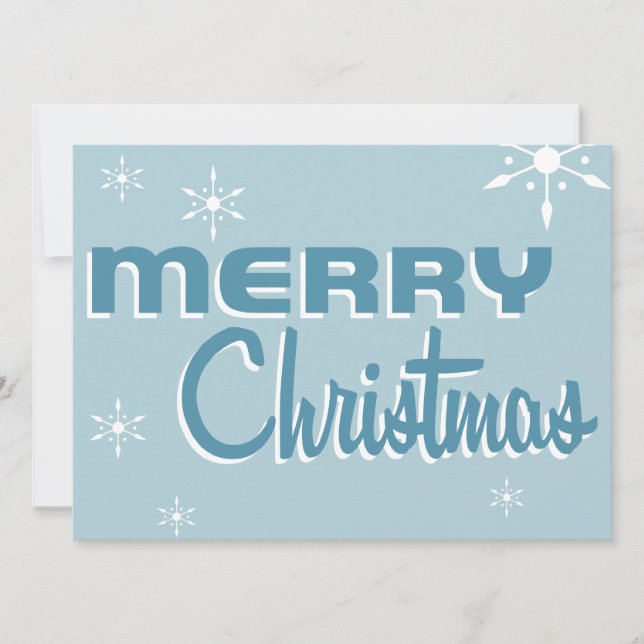 Retro Mid-Century julfest Blue Inbjudningar (Framsida)