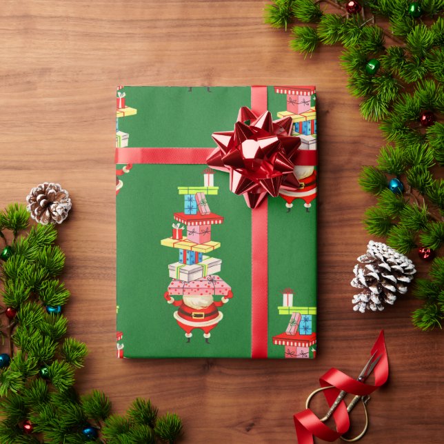 Retro Mid Century-jultomten med gåvor Presentpapper (Julgåva)
