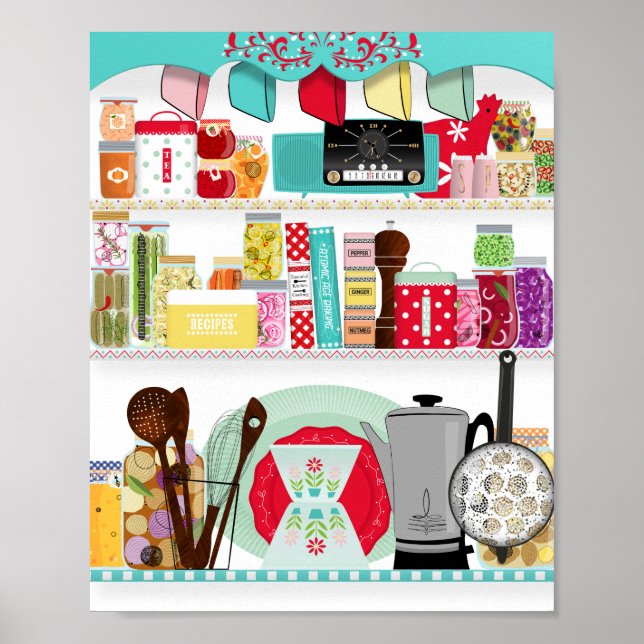 Retro Mid Century Kitchen Poster (Framsidan)