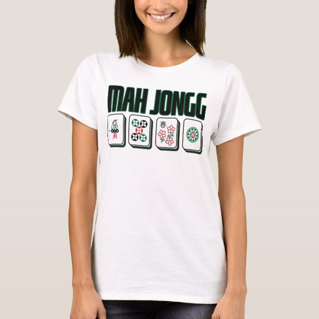 Retro Mid Century Mah Jongg-grafik T Shirt (Framsida)