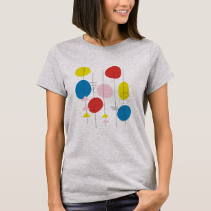Retro Mid Century Mod Atomic Art Gult och blått T Shirt