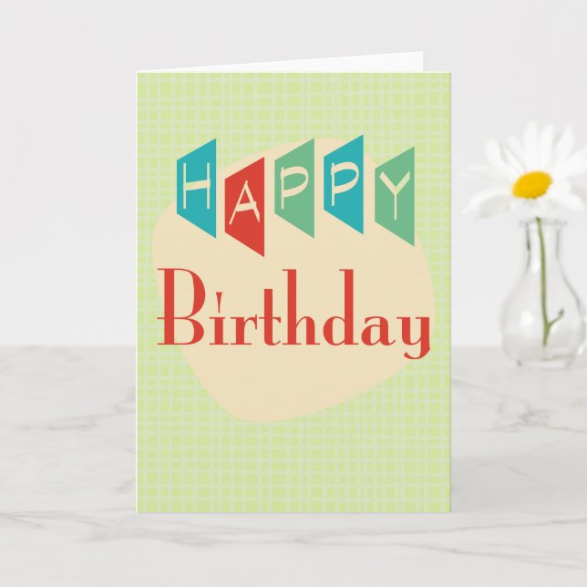 Retro Mid-Century Mod Birthday Card Kort (Liten växt)