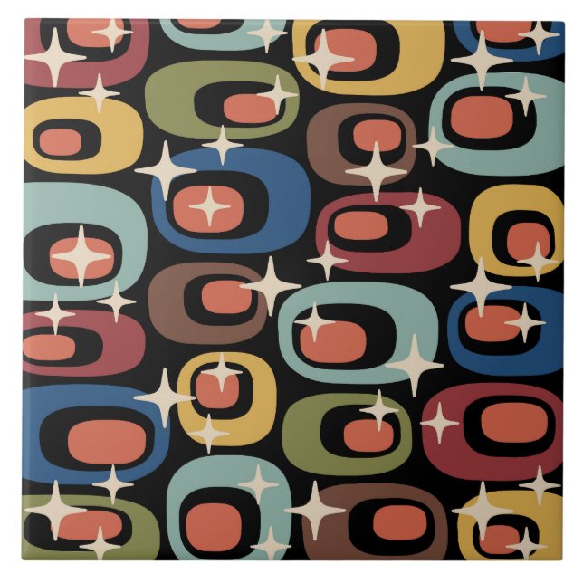 Retro Mid Century Modern Abstrakt Kakelplatta (Framsidan)