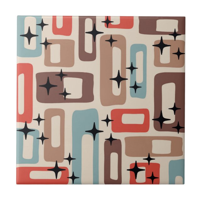 Retro Mid Century Modern Abstrakt Kakelplatta (Framsidan)