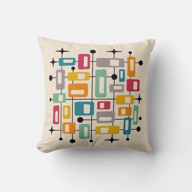 Retro Mid Century Modern Abstrakt Kudde (Framsida)