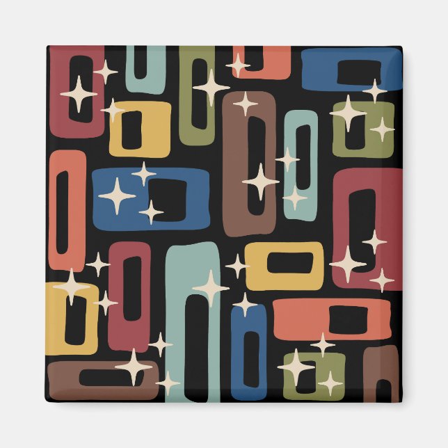 Retro Mid Century Modern Abstrakt Magnet (Framsidan)