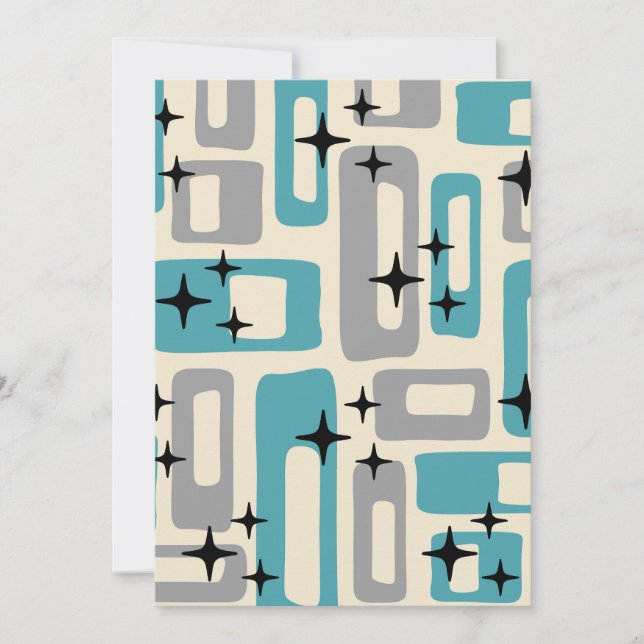 Retro Mid Century Modern Abstrakt Mönster Inbjudningar (Framsida)