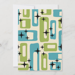 Retro Mid Century Modern Abstrakt Mönster Inbjudningar