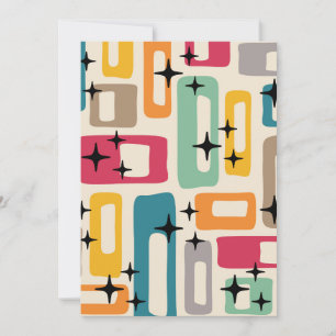 Retro Mid Century Modern Abstrakt Mönster Inbjudningar
