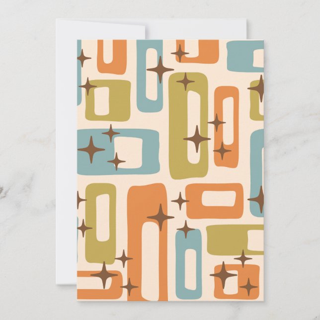 Retro Mid Century Modern Abstrakt Mönster Inbjudningar (Framsida)