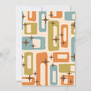 Retro Mid Century Modern Abstrakt Mönster Inbjudningar