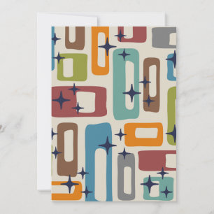 Retro Mid Century Modern Abstrakt Mönster Julkort