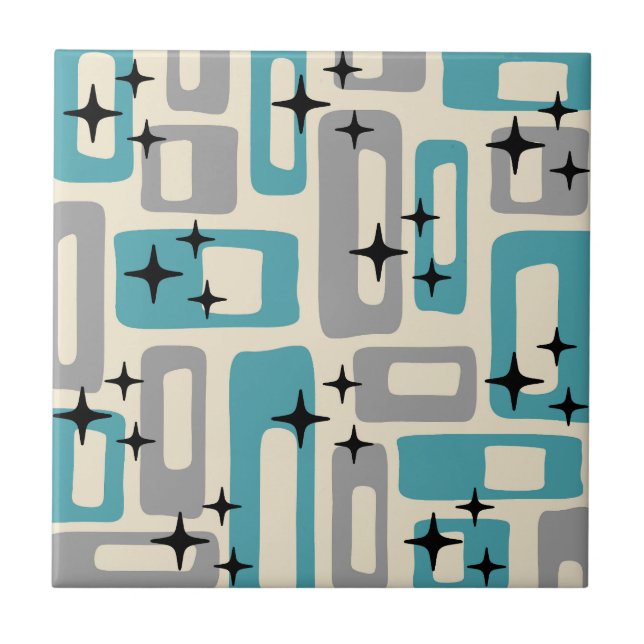Retro Mid Century Modern Abstrakt Mönster Kakelplatta (Framsidan)