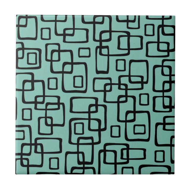 Retro Mid Century Modern Abstrakt Mönster Kakelplatta (Framsidan)