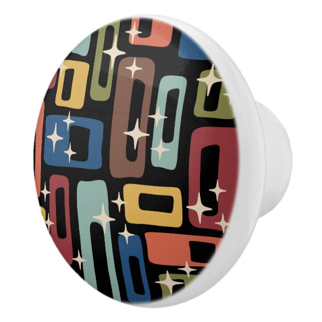 Retro Mid Century Modern Abstrakt Mönster Knopp (Höger)