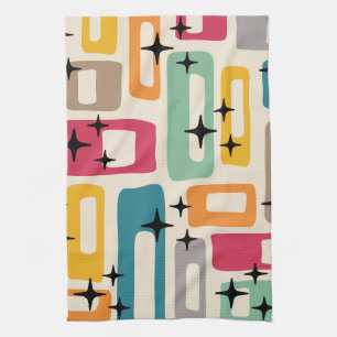 Retro Mid Century Modern Abstrakt Mönster Kökshandduk