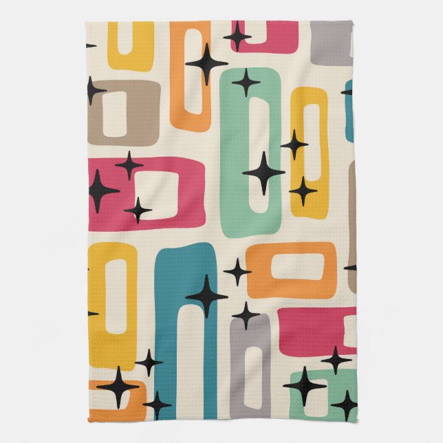 Retro Mid Century Modern Abstrakt Mönster Kökshandduk (Vertikal)
