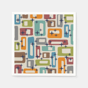 Retro Mid Century Modern Abstrakt Mönster Pappersservett