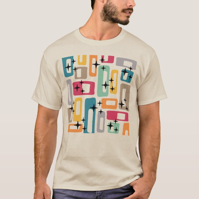 Retro Mid Century Modern Abstrakt Mönster T Shirt (Framsida)