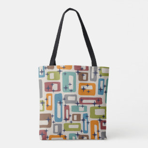 Retro Mid Century Modern Abstrakt Mönster Tygkasse